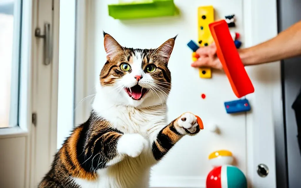 positive reinforcement training to stop cat door scratching